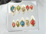Festive Christmas Press On Nails | Holiday Charm Nail Art | Unique Snowman and Snowflake Acrylic Nails | Wonderland Nail Polish | HB629YV