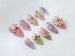 Pastel Orchid Bloom Press-On Nails | Romantic Floral Pink Nails | Elegant Ombre Press-On Nails | Garden-Inspired Nail Art | JC731HK