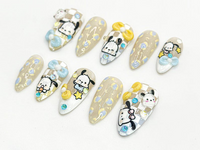Kawaii Puppy Press On Nails | Cute Character Nail Art | Handmade Cartoon Nail Set | 3D Kawaii Nails | Handmade Nail Art | JC672HC