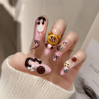 Choco Bear Delight ¨C Sweet 3D Nail Art Candy & Bears ¨C Playful Glam NailsKawaii Meets Chic ¨C Dessert-Inspired Nails/004