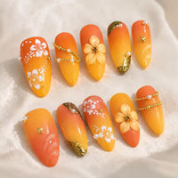 Sunset Bloom ¨C Elegant 3D Nail Art Golden Petals ¨C Luxury Nail Collection Sunrise Garden ¨C Chic European Nails/008