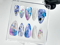 Galaxy Star Press On Nails | Purple, Blue, and Silver Nails | Astral Dreams Fake Nails | Starry Sky Nail Art |Stellar Cosmic Nails| HB698YC