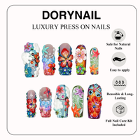 Midnight Sun Press On Nails for Festival | Colorful 3D Flower Nails | Festival Nail | Tropical Summer Luxury Nails | Artistic Nails| JA300HC