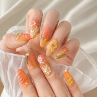 Sunset Bloom ¨C Elegant 3D Nail Art Golden Petals ¨C Luxury Nail Collection Sunrise Garden ¨C Chic European Nails/008