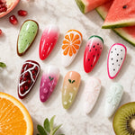 Fruity Fresh Press-On Nails Summer Fruit Nail Art Set 3D Fruit Themed Fake Nails Juicy Summer Nail Vibes/009