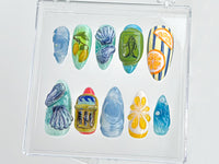 Tropical Beach 3D Press On Nails | Ocean-Inspired Nail Art | Summer Beach Press On Nails Set | 3D fruit on Fake Nails | Press Ons | HD546TH
