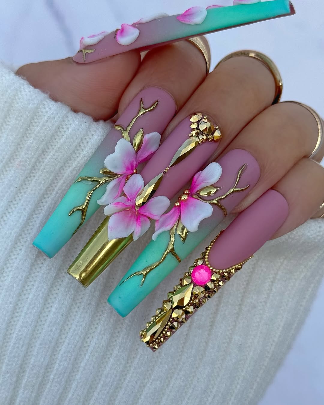 Luxury Sakura Blossom Press On Nails | $500 Sets