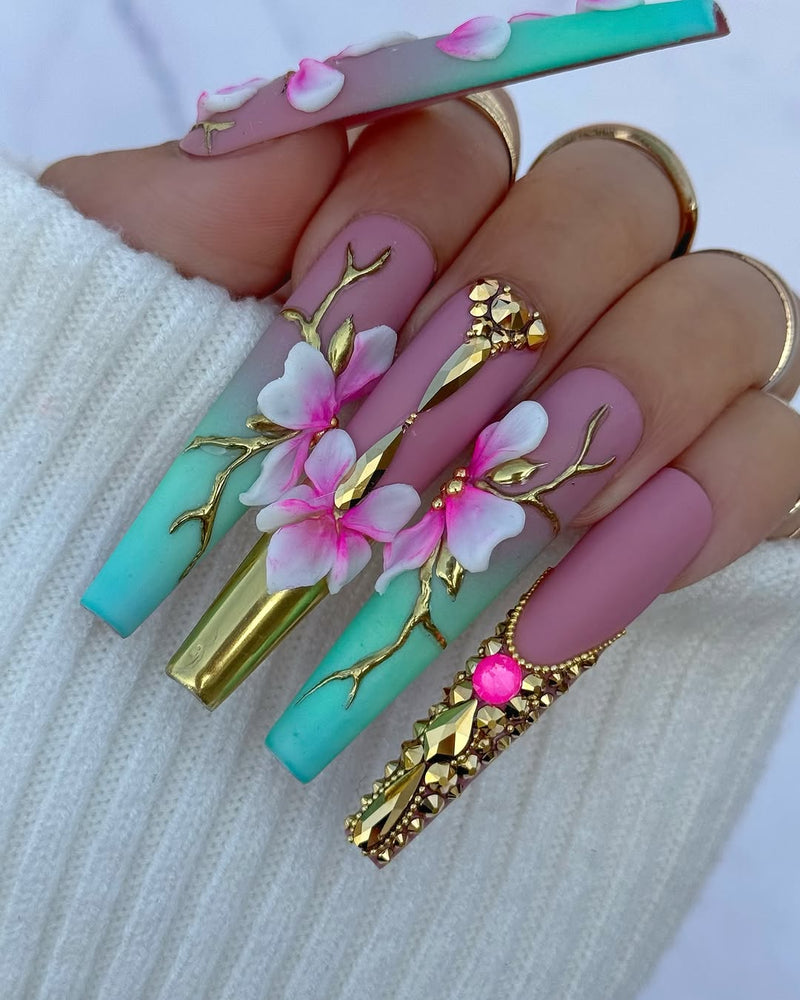 Luxury Sakura Blossom Press On Nails | $500 Sets