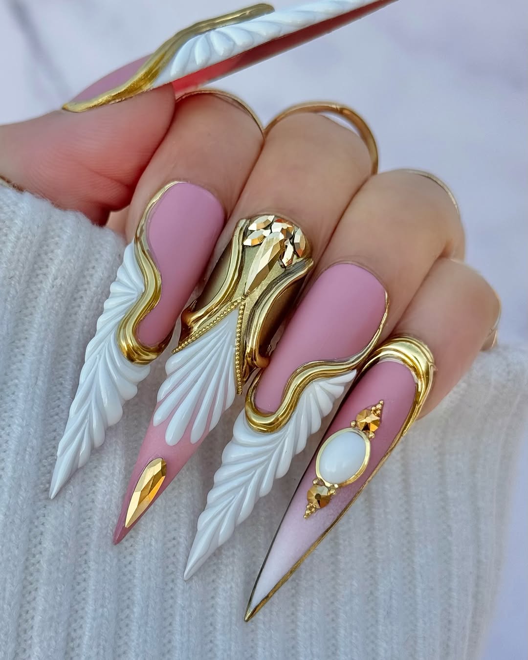 Goddess Wing Luxury Press On Nails | $500 Sets