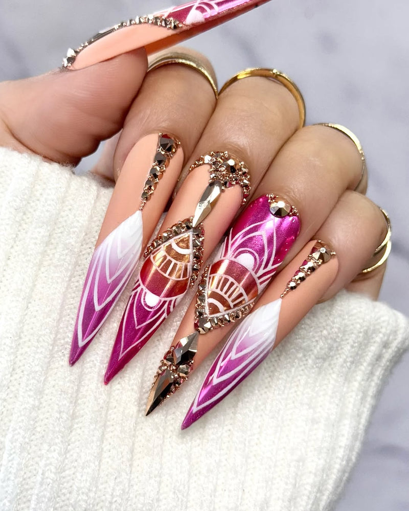 Royal Mandala Crystal Press On Nails | $500 Sets