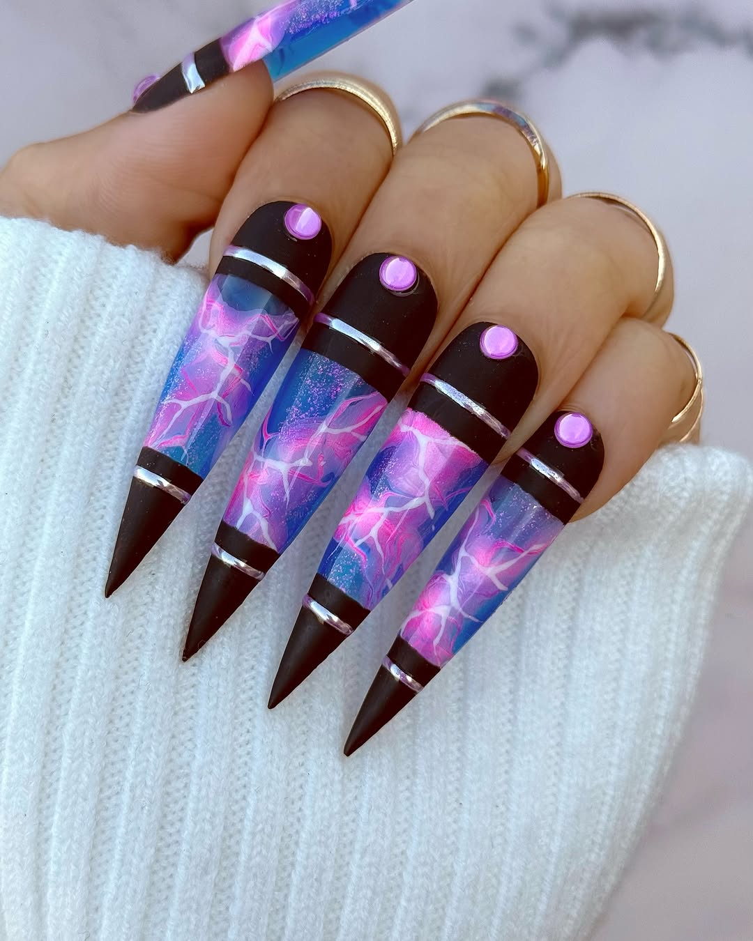 Galaxy Lightning Press On Nails | $500 Sets