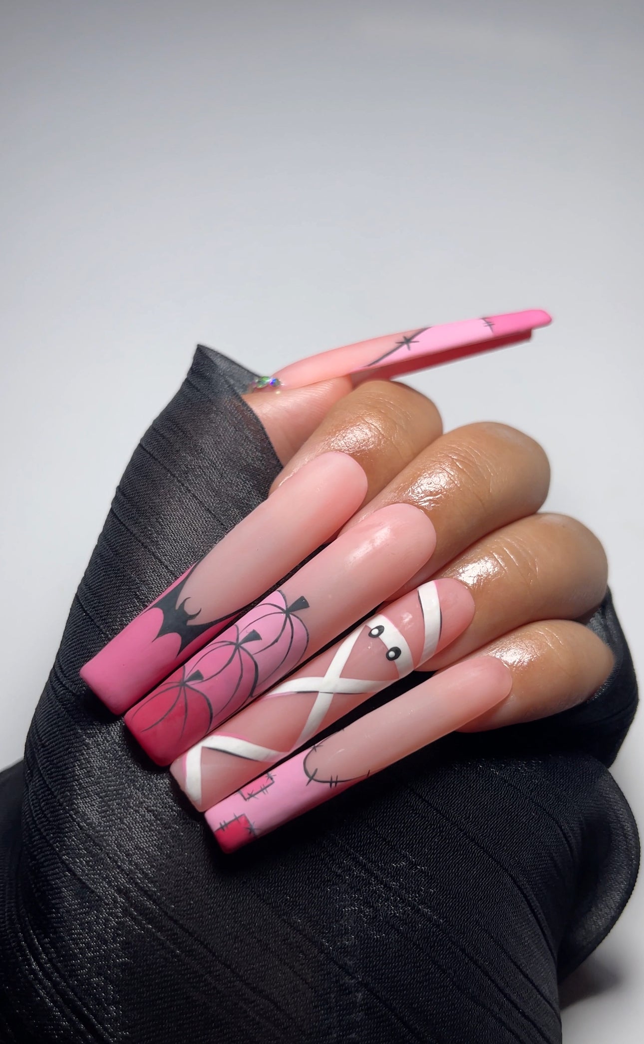 Pink Mummy Halloween Press On Nails | $500 Sets