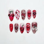 Combo Chrome Heart Desire Press On Nails 3D Pink Chrome Heart Nail Art Handmade Valentine Nail Set DB18L