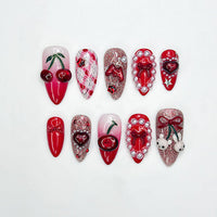 Combo Chrome Heart Desire Press On Nails 3D Pink Chrome Heart Nail Art Handmade Valentine Nail Set DB18L