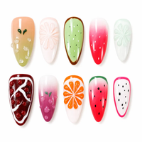 Fruity Fresh Press-On Nails Summer Fruit Nail Art Set 3D Fruit Themed Fake Nails Juicy Summer Nail Vibes/009