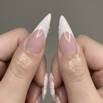 Nail Tabs for Press On Nails ?M?Pink White Floral 3D Flower Long Stiletto Press On Nails | DB05L