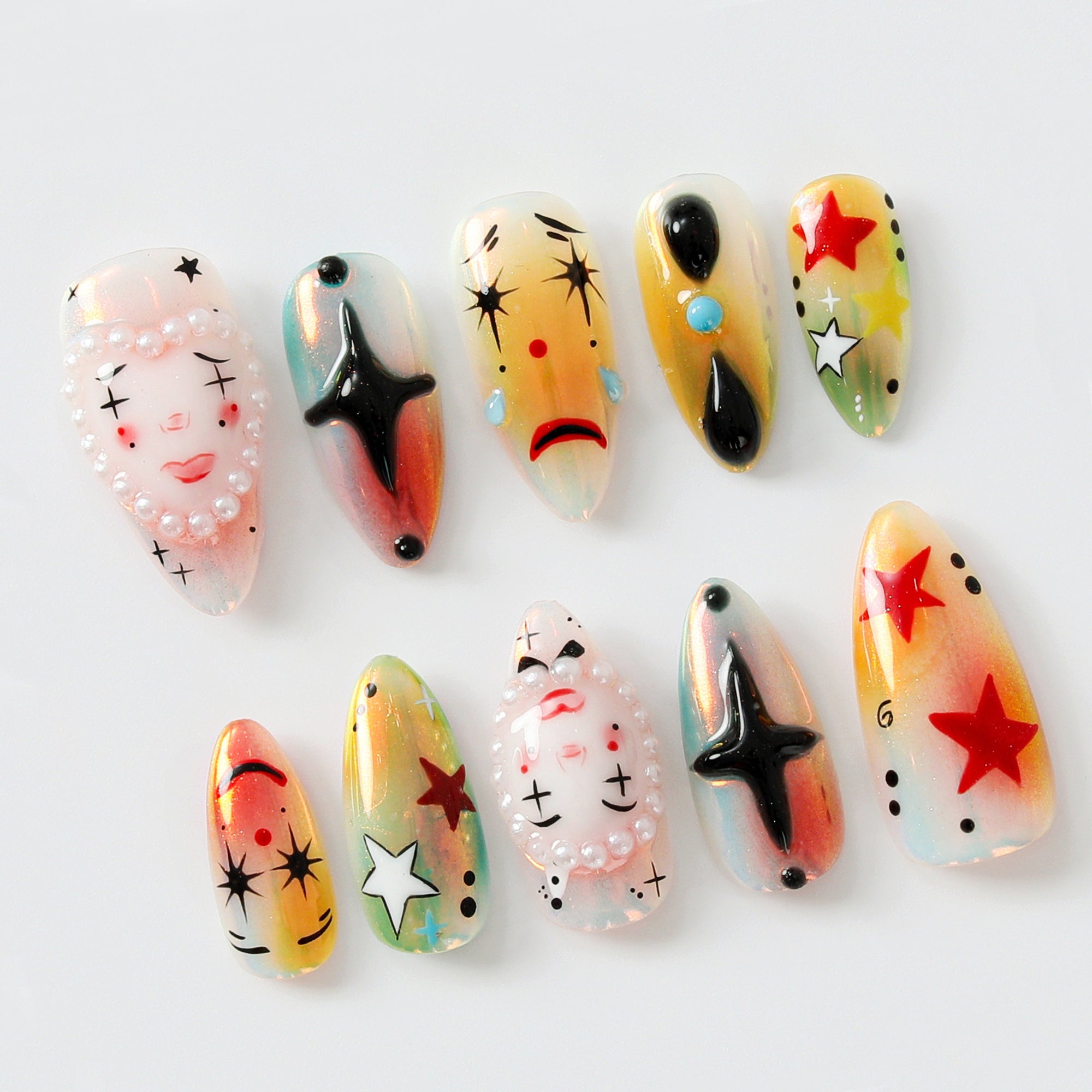 Artistic Clown-Themed by Dory's Picks | Bold and Vibrant Carnival-Inspired Design | Unique and Artistic Nail Design| Limited Edition | JB578HK