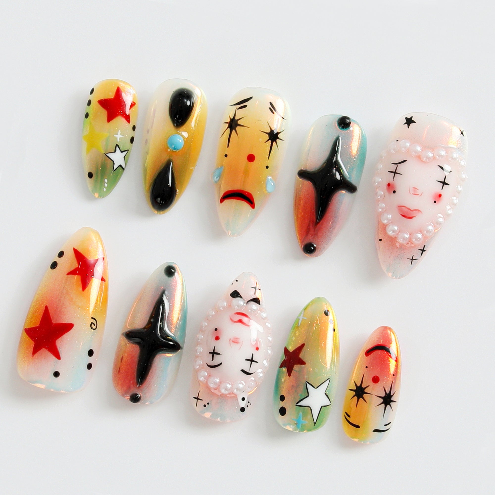 Artistic Clown-Themed by Dory's Picks | Bold and Vibrant Carnival-Inspired Design | Unique and Artistic Nail Design| Limited Edition | JB578HK