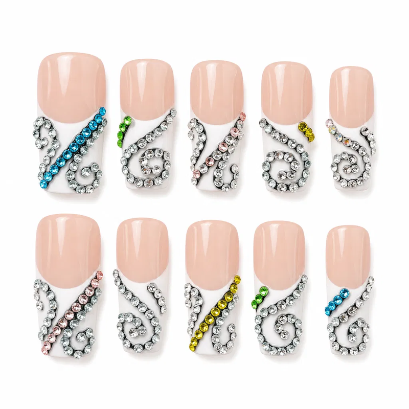 Crystal Whirl ¨C Glamorous Nail Art Sparkling Swirls ¨C Luxury 3D Nails Rhinestone Elegance ¨C Chic Nail Collection/007