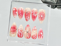 Blossom Spring Press On Nails By DoryNails |Sakura Pink Spring Fake Nails |Romantic Floral Acrylic Nails | Spring Inspired Nail Art |HB813YT