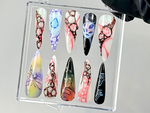 League of Legends Press On Nails |Gamer Girl Fake nails | Punk Rock Nail Art | Long Cyberpunk Fake Nails | Cyberpunk Jinx Press Ons |HB760YK