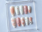 Pearly Pink Press On Nails | Cute bow on Fake Nails | Y2K Inspired 3D Gel Nail | Handmade 3D Gel Nails | Y2k Nails| Gift for her| HD301T
