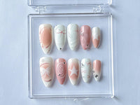 Pearly Pink Y2K Press On Nails | Cute 3D Bow Gel Nails | Handmade Gift for Her |  Y2K31