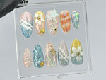 Ocean Dream Press On Nails | Aquatic Elegance Nail Art | Unique Press Ons with Pearl | summer press on nails |ocean press on nails | HD445TK