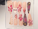 Luxury Pink Blossom Floral Press On Nails | FL22