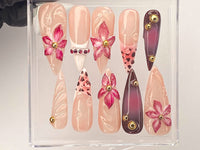 Luxury Pink Blossom Floral Press On Nails | FL22