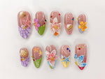 Ocean Bliss Press On Nails | Seashell & Starfish Nail Art | 3D Jelly Orchids Nail Art | Beach Vibes Press On | Under the Sea Nails | J439SL