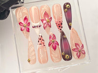 Luxury Pink Blossom Floral Press On Nails | FL22