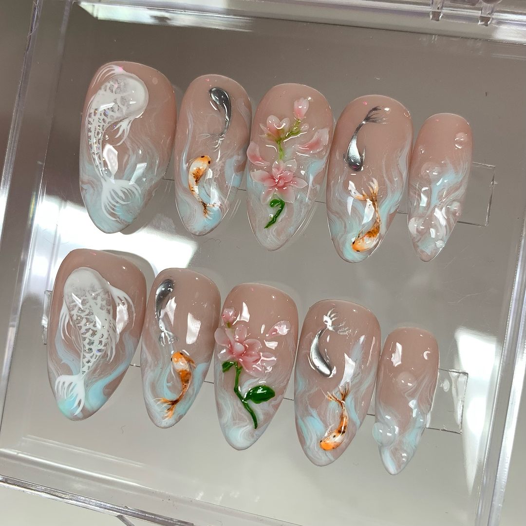 Koi Pond Press On Nails | ZN64