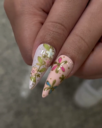 Oriental Floral Press On Nails | Floral Dragonfly Nail Art | Vintage Painted Flower Fake Nails | Inspired by Asian Jewelry | JB739YK
