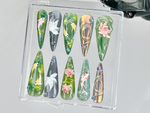 Koi Fish Nail Art by DoryNails | Japanese Pond Acrylic Nails | Water Garden Nail Art | Zen Inspired Fake Nails | Nature Aesthetic | HB808YK