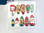 Festive Christmas Press On Nails | Santa And Snowman Fake Nails | Holiday Spirit Nail Art | Cute Gingerbread Acrylic Nails | Winter |HB619YK