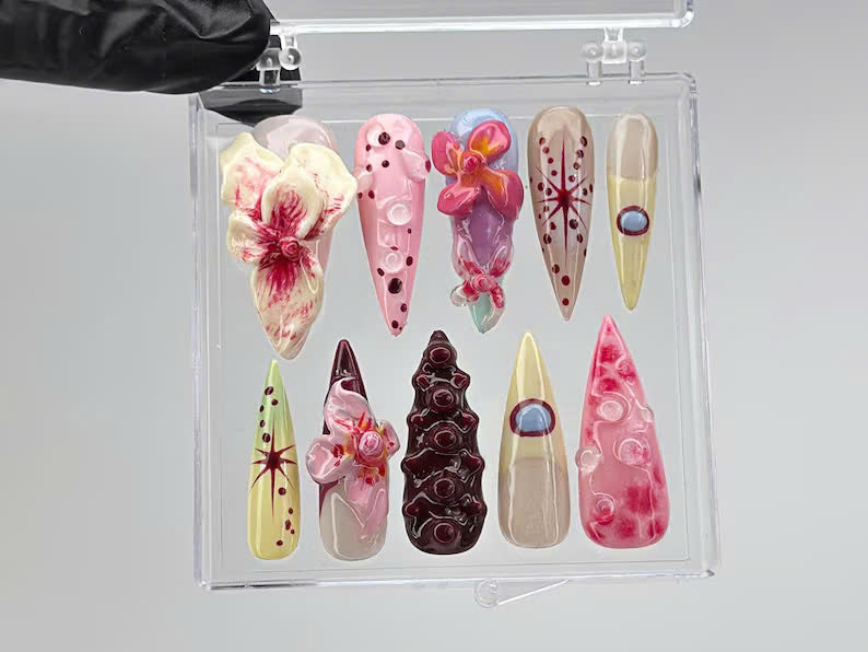 Orchid Floral Press On Nails | FL58