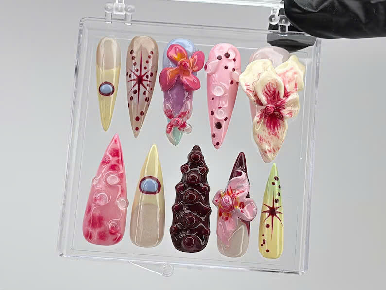 Orchid Floral Press On Nails | FL58