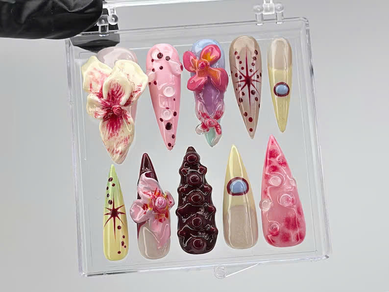 Orchid Floral Press On Nails | FL58